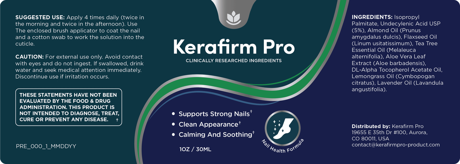 KeraFirm Pro supplied printed label