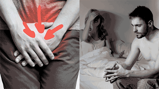Animated illustration of male sexual-performance concern and relationship stress